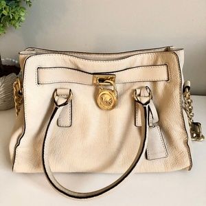 MICHAEL KORS SMALL SATCHEL BAG with GOLD ACCENTS